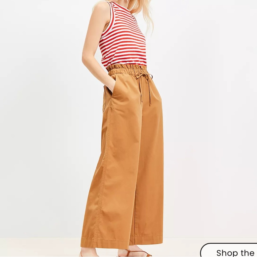 NWT LOFT Breezy Wide Leg Ankle Pants in Twill